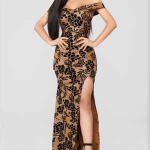 Black and gold fitted dress.